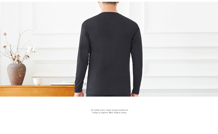 Quần cotton nam cổ cao nhỏ quần áo ấm đơn mảnh trên dưới nửa cổ cao tay áo dài cộng với đồ lót trung niên nhung dày áo giữ nhiệt cổ lọ
