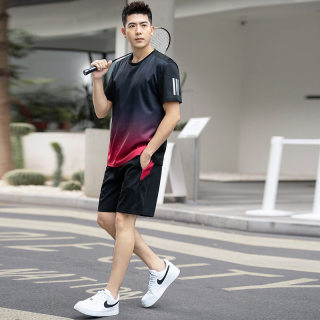 300斤男士跑步速干运动套装夏季胖子冰丝加肥加大短裤短袖两件套