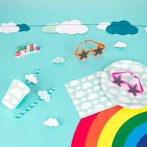 French my little day cloud theme childrens birthday party layout paper plate paper cup flower