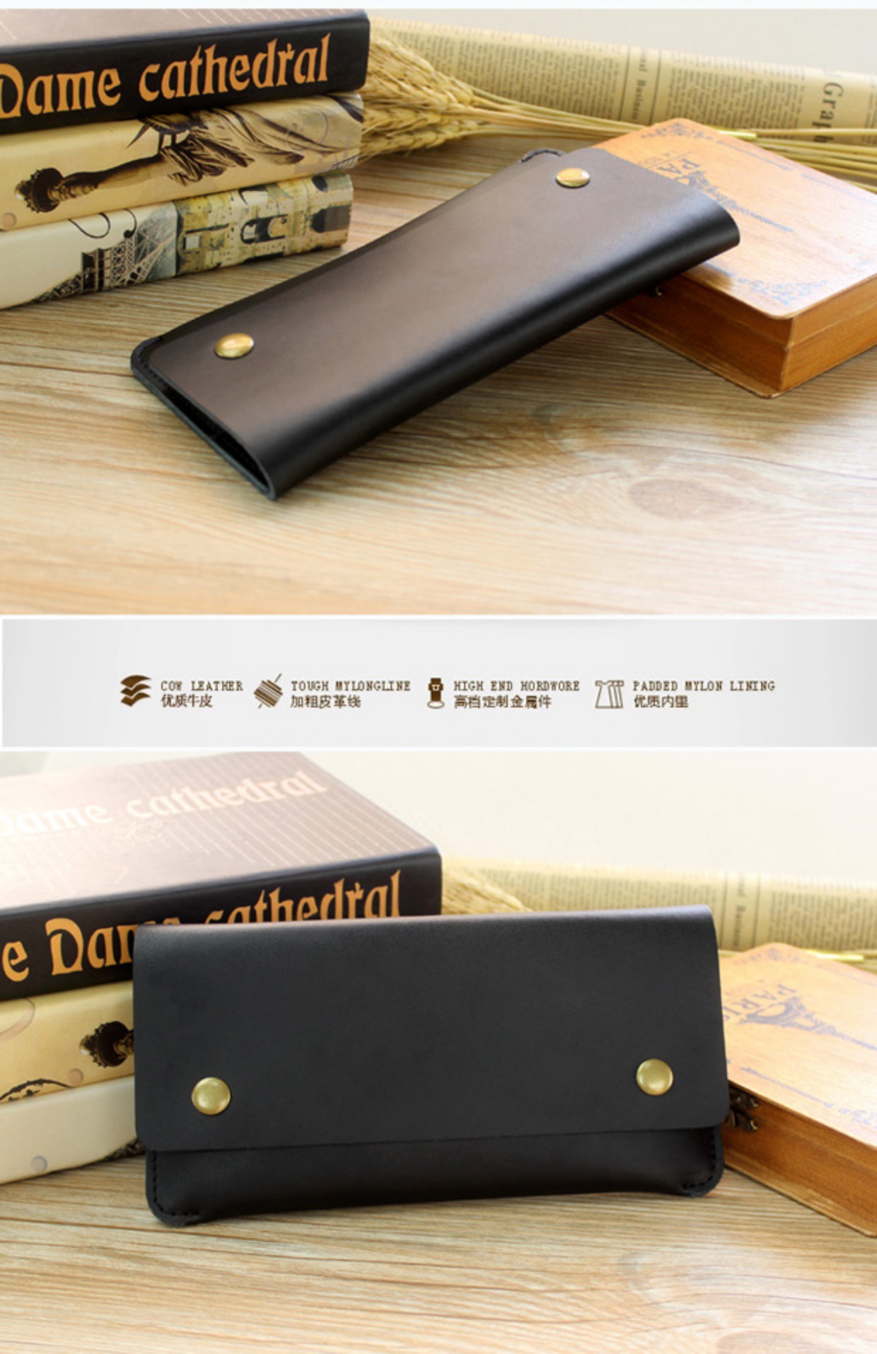 Ví da nữ dài Ví da nam retro đơn giản khóa mỏng clasp túi điện thoại di động gói thẻ túi bóp nữ