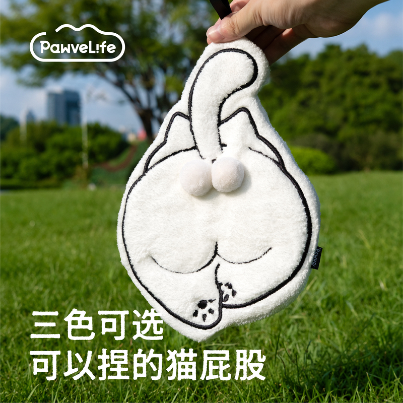 Pl·Cat Hand Towel, Cat Butt Shaped 3D Egg Towel, Hanging Type, Absorbent, Thickened Coral Fleece Kitchen Towel Pl·Cat Hand Towel, Cat Butt Shaped 3D Egg Towel, Hanging Type, Absorbent, Thickened Coral Fleece Kitchen Towel