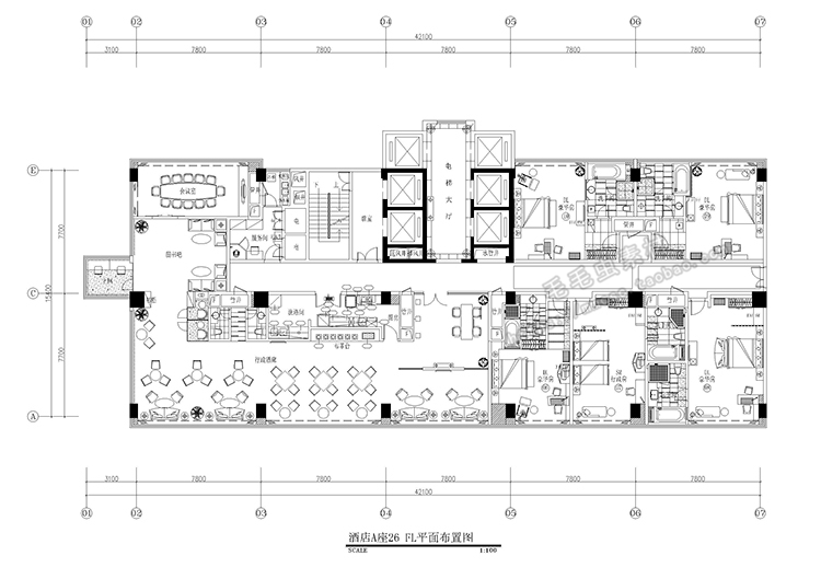 T2049酒店室内装修设计方案CAD施工图源件效果图平面立面图...-9