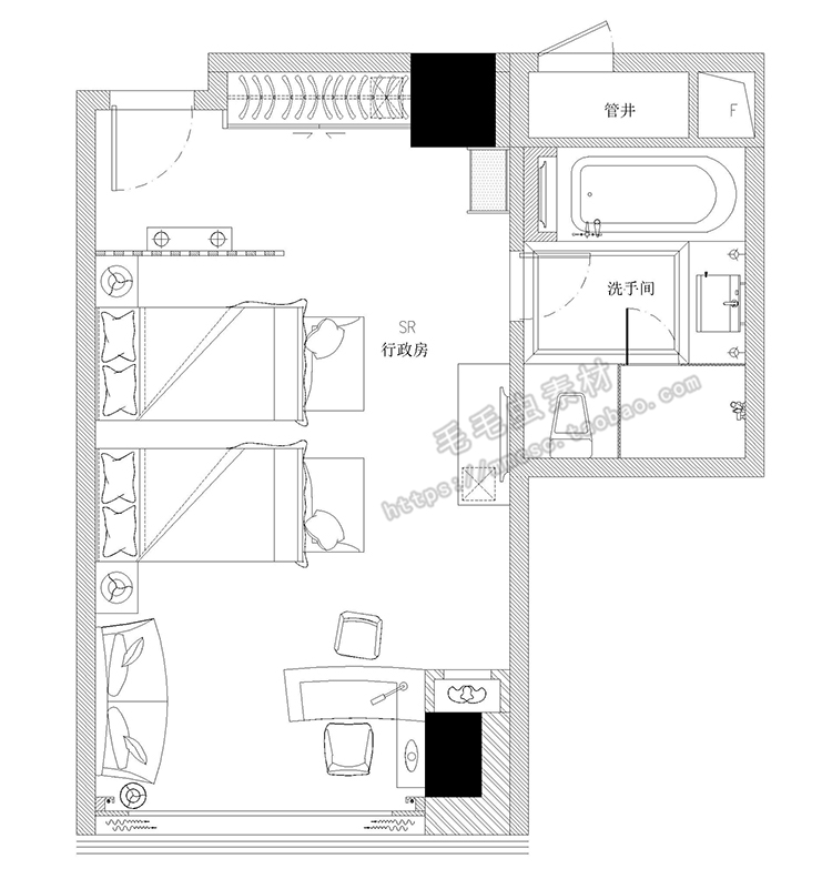 T2049酒店室内装修设计方案CAD施工图源件效果图平面立面图...-8