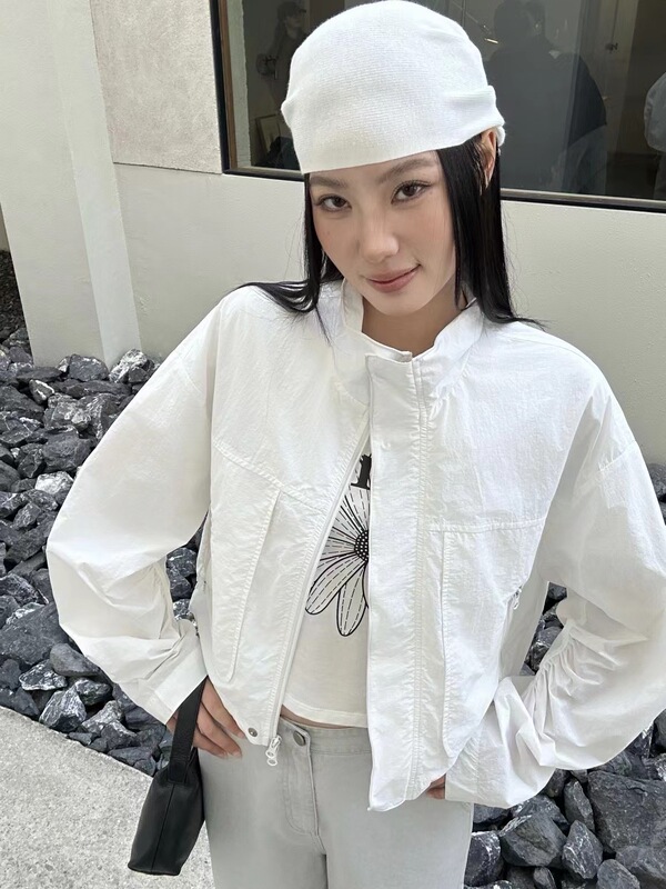 Mochadan2026 Spring and Summer New Korean Style Stand-Up Collar Sun Protection Jacket for Women, Light and Breathable Jacket, Trendy