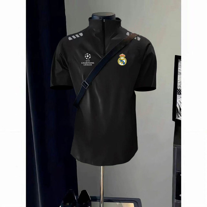 2026 Summer Real Madrid Barcelona Training Zipper Short-Sleeve Men's Running Quick-Dry Sports Stand Collar Jersey Loose and Breathable 2026 Summer Real Madrid Barcelona Training Zipper Short-Sleeve Men's Running Quick-Dry Sports Stand Collar Jersey Loose and Breathable
