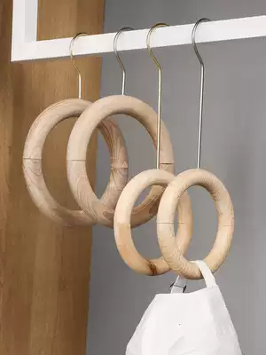 Beech wood hangers clothing store special wooden round hanging clothing brace ring ring ring unlacquered wooden ring scarf display rack