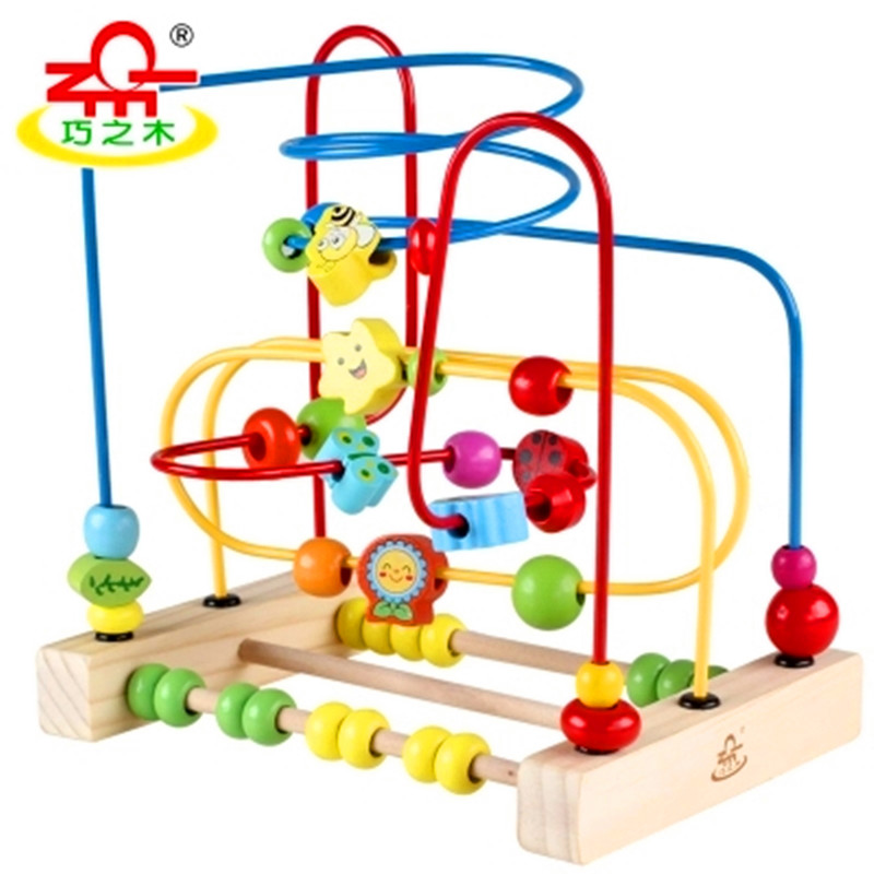Infant children wooden beads around the beads for boys and girls Baby early education puzzle force 0-1-2-3-year-old Brain Toy