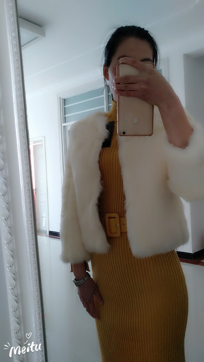 2018 chống mùa đặc biệt cung cấp Slim 100% bất rabbit fur cỏ giải phóng mặt bằng mới của Hàn Quốc phụ nữ chín điểm tay áo ngắn áo áo lông thỏ