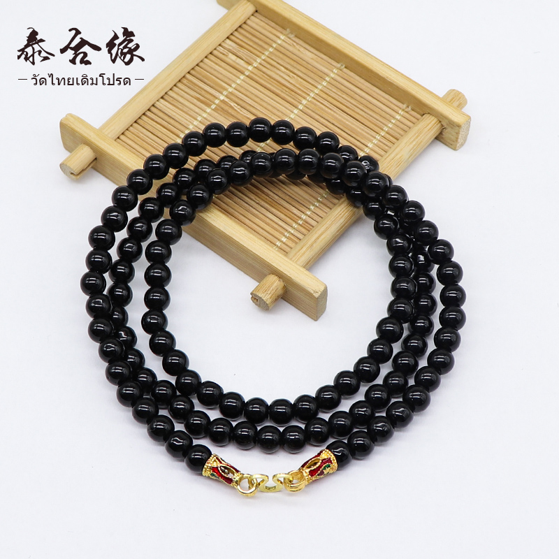 Taiheyuan Thailand imported crystal chain necklace black bead chain transparent bead chain