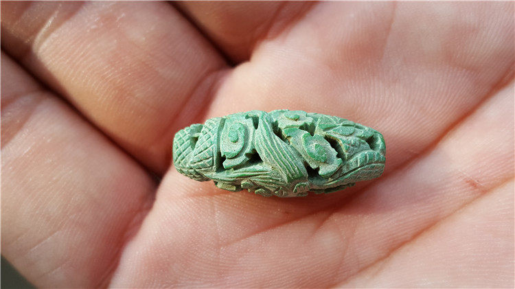 Liaojin old turquoise beads hollowed out Longlezi 11*25 bag old bag really good craftsmanship high old bead necklace