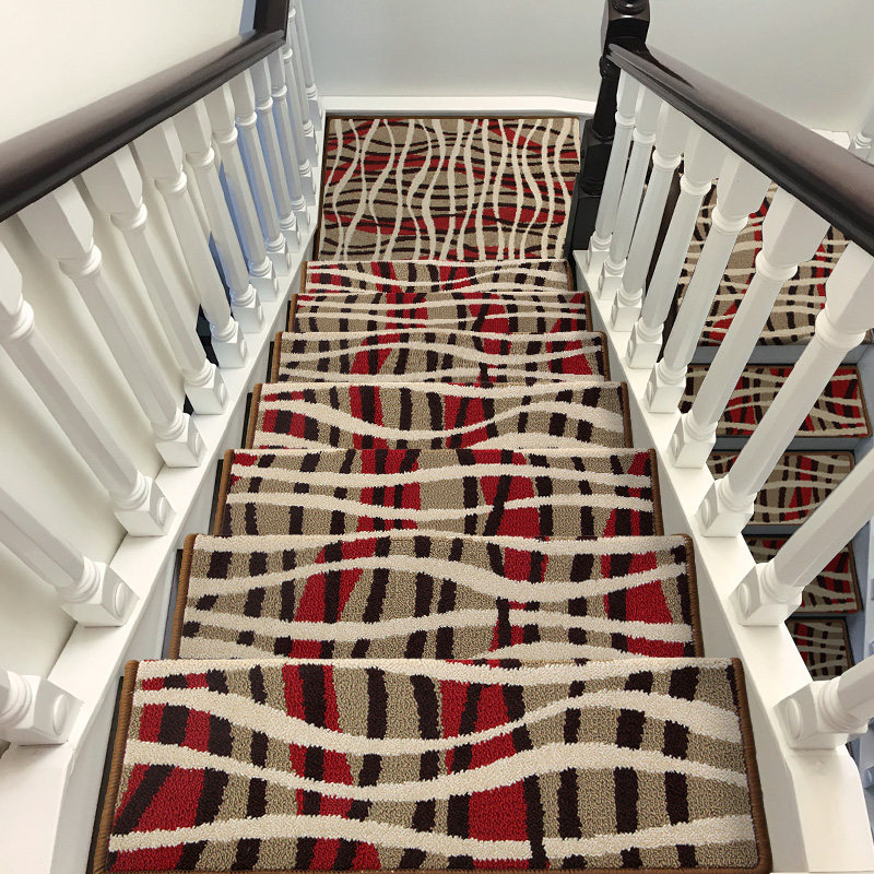 Stair step mat glue-free self-priming suede carpet non-slip mat home floor mat European-style solid wood step stickers can be customized