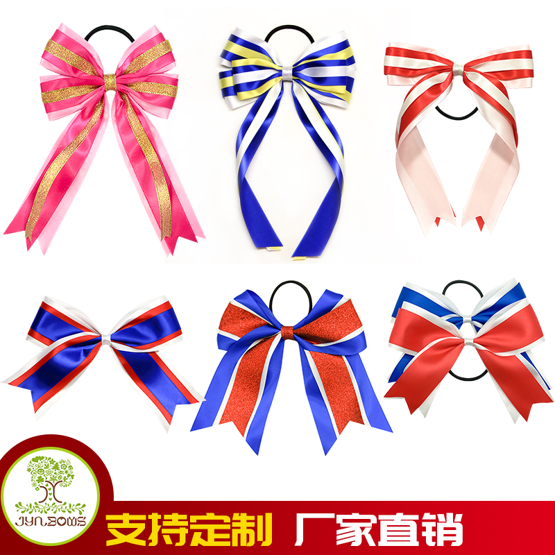 Custom cheerleading bow headdress dance aerobics cheerleading team headdress games square dance hair ornament headflower