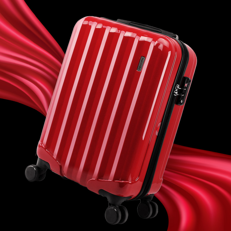 Simuer pure pc zipper suitcase male boarding case red trolley case universal wheel female suitcase 20 24 inches