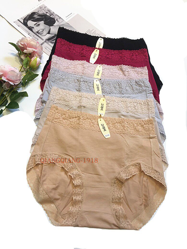 Summer large size high waist modal cotton thin section ladies triangle underwear fat mm comfortable elastic lace shorts 6336