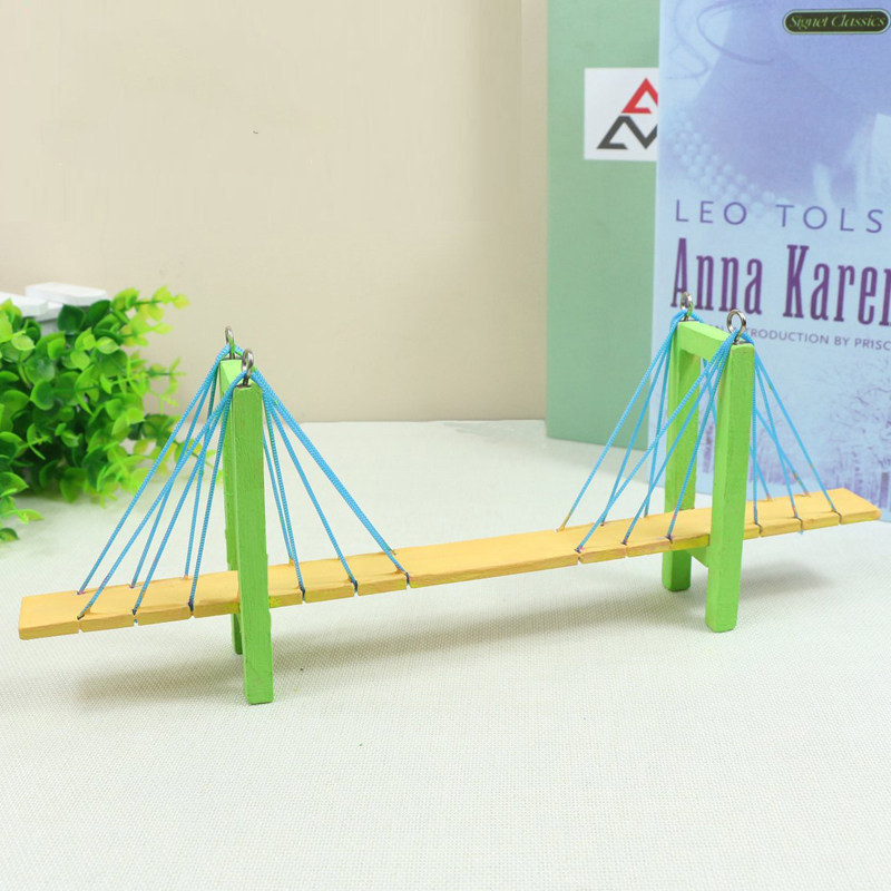 Cable-stayed Bridge Tech Artisanal small production DIY Science Experiment male and female Child Puzzle Wooden Toy Model Materials