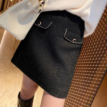 Smiling goddess 2020 new niche chic Korean version high-waisted short skirt small man shows high tweed skirt