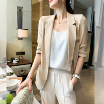 2021 summer new suit thin professional suit collar three-point sleeve thin light khaki small blazer for women
