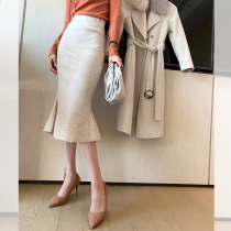 Smiling goddess new commuter high waist bag hip thin medium-long wool knitted professional fishtail skirt woman