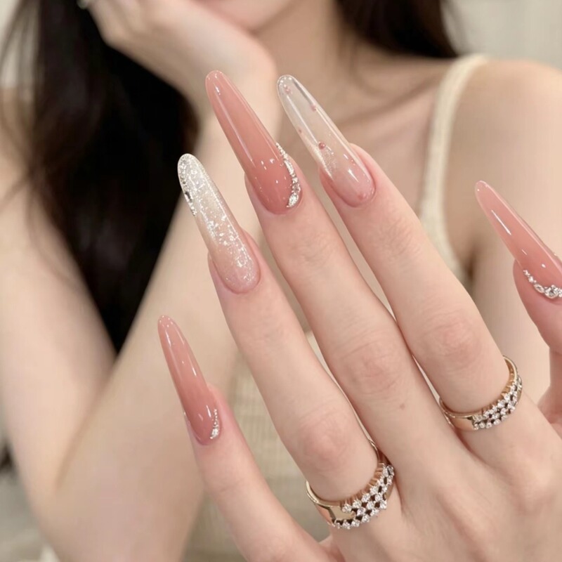 Gentle Peach Pink Cat-Eye Polka Dot Handmade Manicure Wearable Nails 2026 New Style High-End Elegant Whitening Manicure Gentle Peach Pink Cat-Eye Polka Dot Handmade Manicure Wearable Nails 2026 New Style High-End Elegant Whitening Manicure