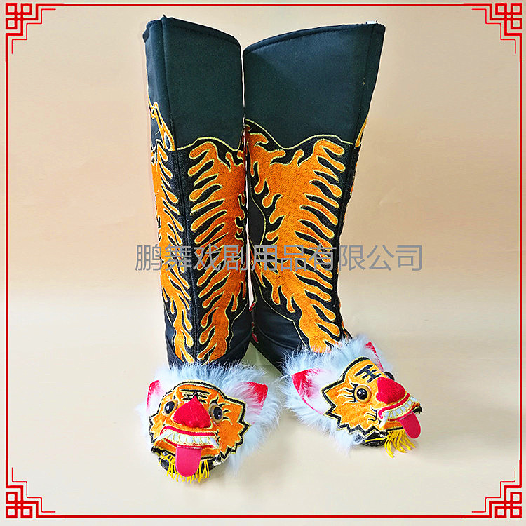 Opera drama tiger boots show shoes black tiger head face changing boots monkey king boots antique war boots flat tiger head boots