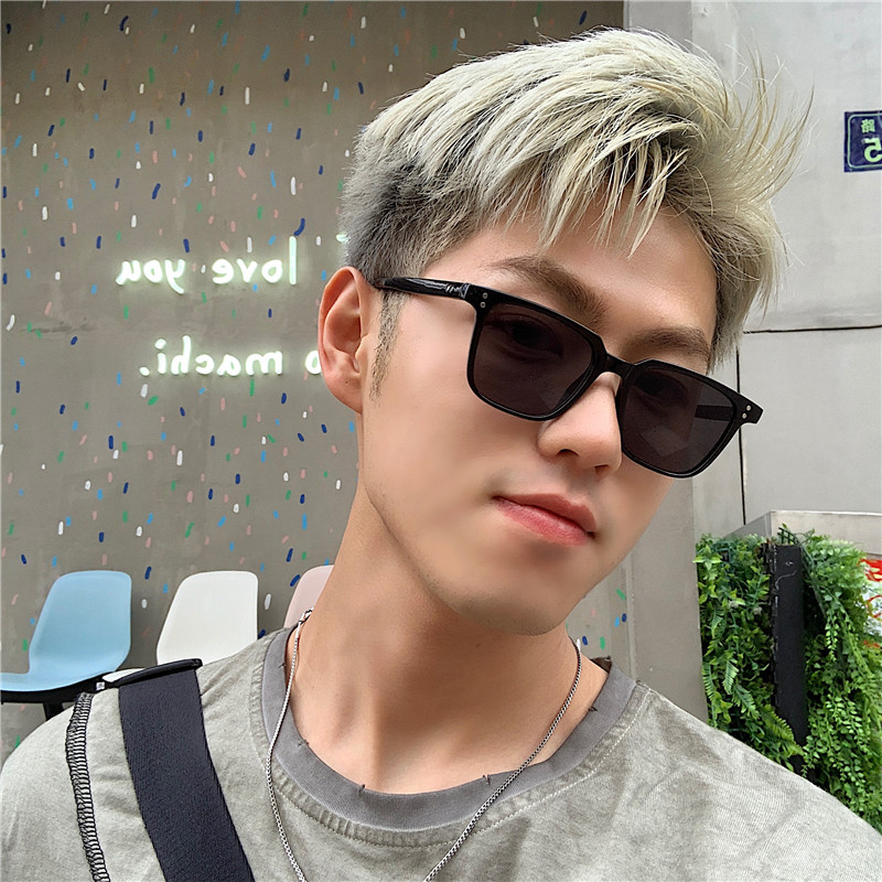 Korean version of the net red tide men myopic polarized sunglasses Classic black square frame anti-UV sunglasses women round fat face
