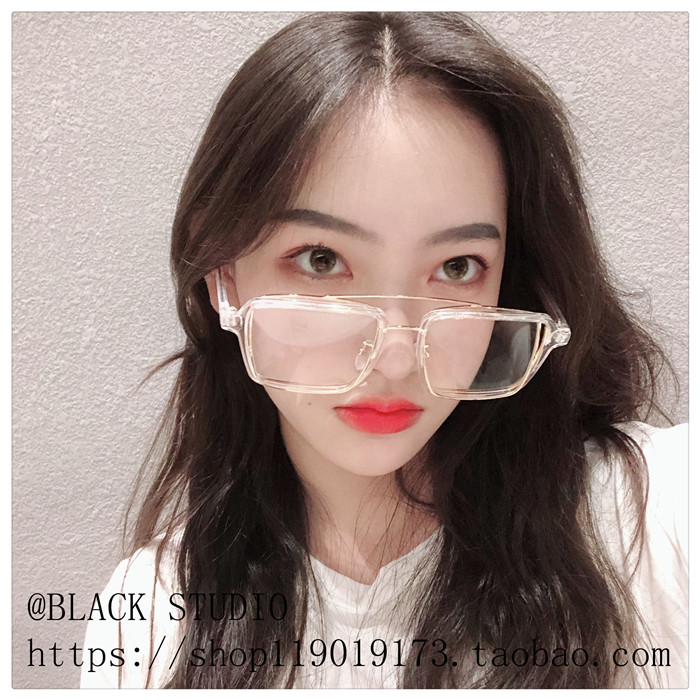 2018 retro trong suốt đôi chùm lớn khung mỏng khuôn mặt đẹp gương nữ hoang dã Nhật Bản có thể được trang bị khung kính cận thị kính chống bụi