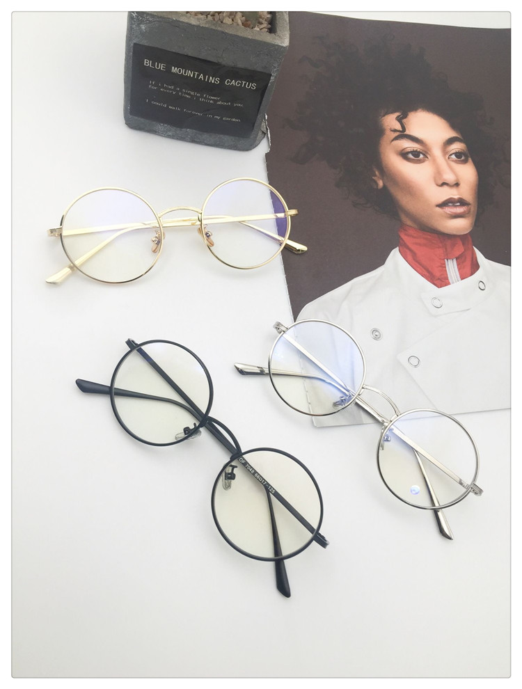 Hồng Kông-phong cách retro ulzzang đồng bằng mặt kính nữ vòng khung shape vòng mặt gương phẳng có thể được trang bị cận thị kính minecraft