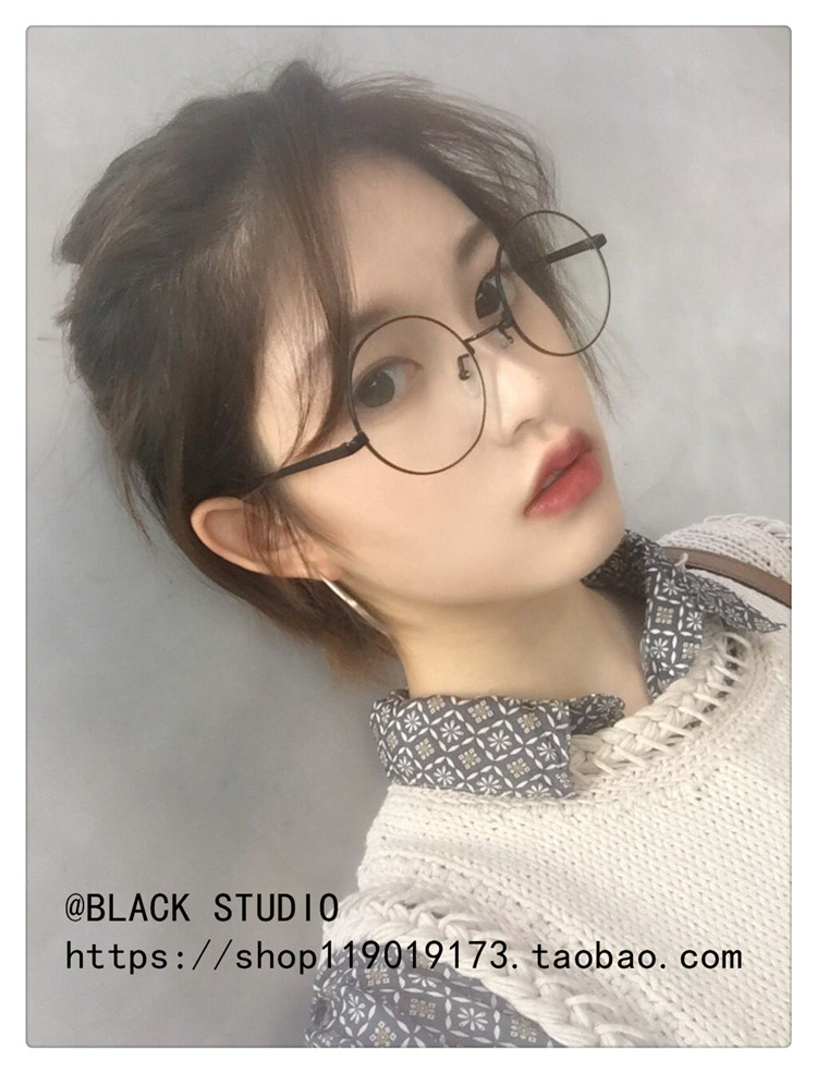 Hồng Kông-phong cách retro ulzzang đồng bằng mặt kính nữ vòng khung shape vòng mặt gương phẳng có thể được trang bị cận thị kính minecraft
