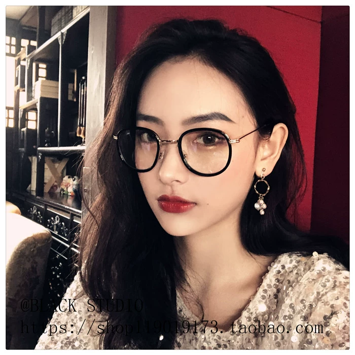Harajuku retro phiên bản Hàn Quốc ins Su Yan gương tròn gọng kính gọng tròn trong suốt khuôn mặt mỏng manh có thể được trang bị cho phụ nữ cận thị kính chống ánh sáng xanh