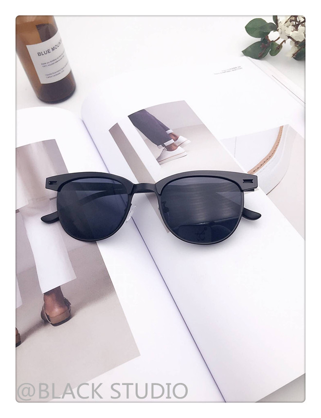 Kính râm nam cá tính Joker Nửa khung hình Kính râm phân cực Ngôi sao vuông với kính râm kính chrome hearts