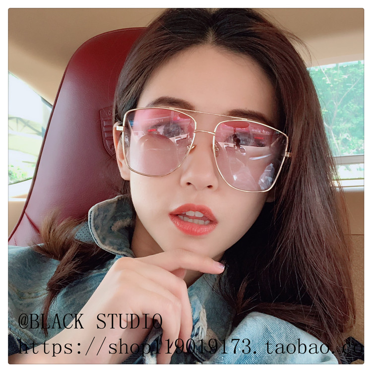 Kim loại Phnom Penh Summer Gradient Ocean Jelly Retro Kính râm nữ Retro Tide Mặt vuông Kính râm kính râm thời trang