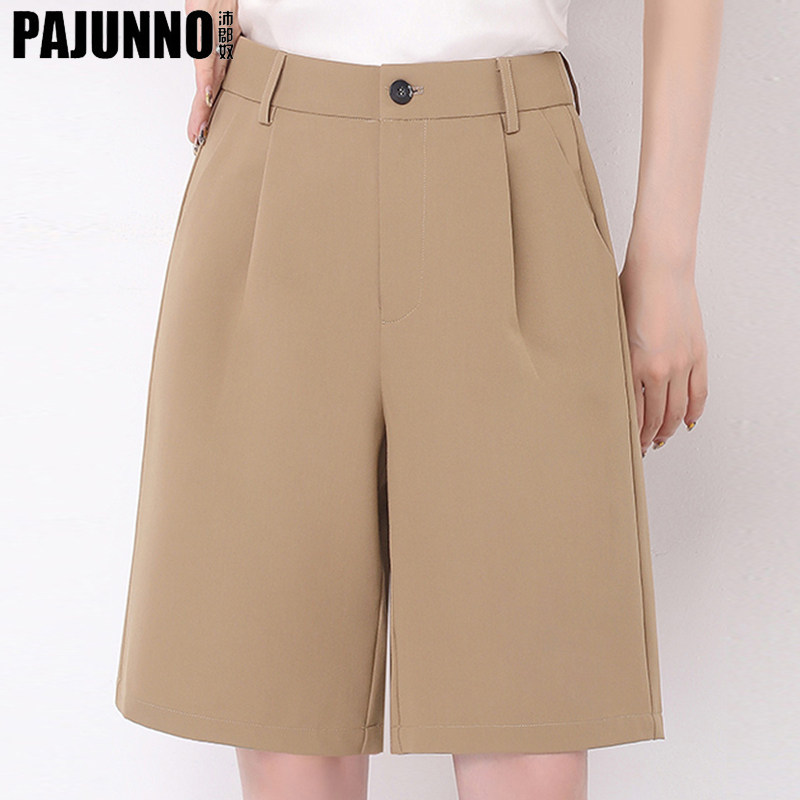 Suit shorts women loose 2022 Summer thin with high waist pituality 50% Pants Casual Mid Pants A word 5 Broadlegged Pants