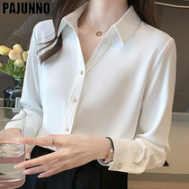 White Snow-spinning Jersey Woman Long Sleeve 2022 Spring Autumn New Career Lining Design Sensation Small Crowdwearing Short Sleeve Shirt Summer