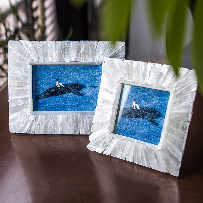 Mifan Handmade Mineral Photo Frame 6inch Crystal Creative Desk Display Bookshelf Bedside Tabletop Exquisite Picture Frame Ornament