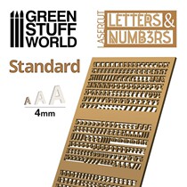 GreenStuffWorld letters and numbers 4 mm regular Gothic GSW pressed cardboard Warhammer