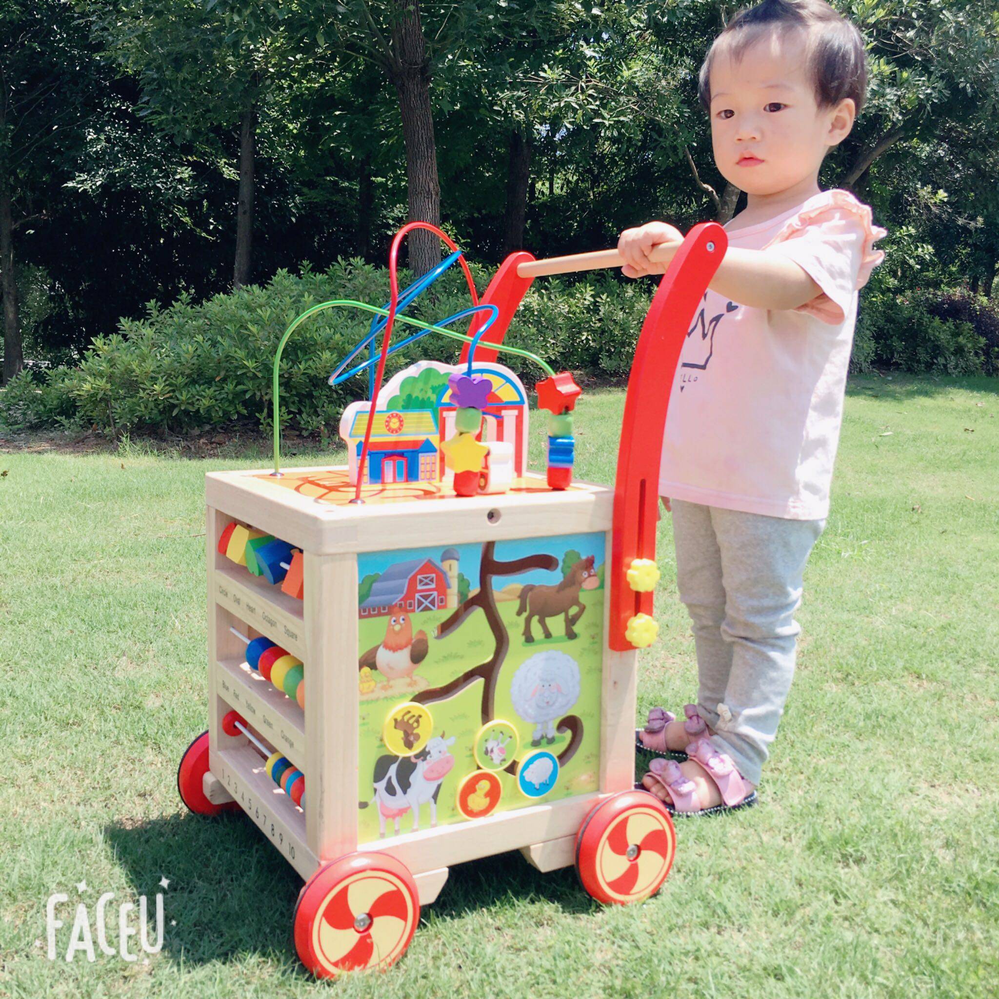 Baby Walker trolley baby multifunctional learning walking Walker anti-o-leg children wooden toy car