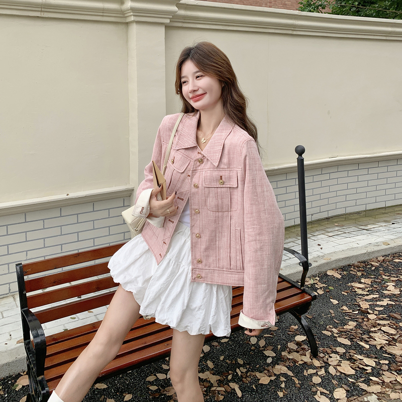 Pink Gentle Style Sweet Little Chanel-Style Workwear Jacket for Women, Autumn 2025 New Model, Petite Slimming Versatile Short Coat