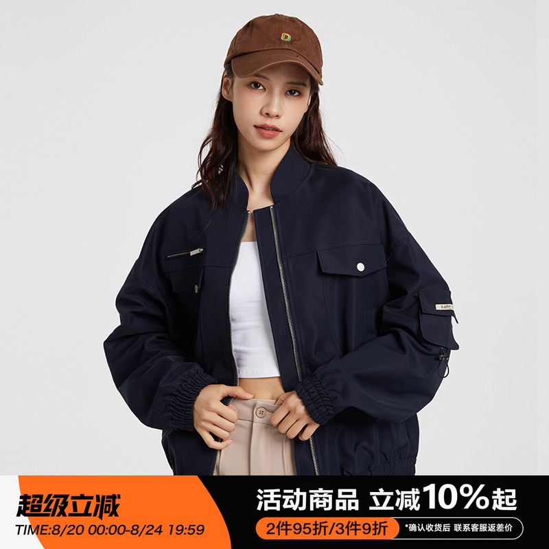 Rappeye Patch Pocket American Retro Short Baseball Jacket Loose Versatile New Flight Jacket