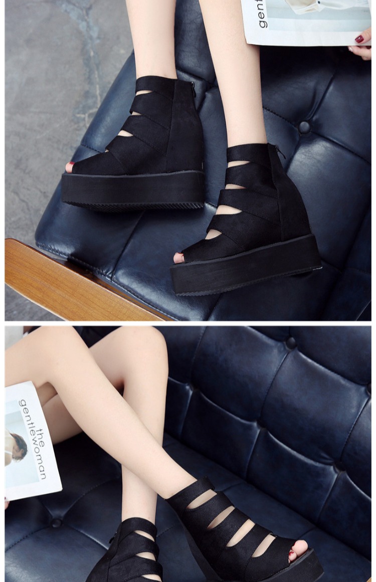 Mùa hè 2018 phiên bản Hàn Quốc của đôi sandal La Mã mới của phụ nữ dày đáy biển tăng bánh xốp miệng cá cao gót giày hoang dã dép converse