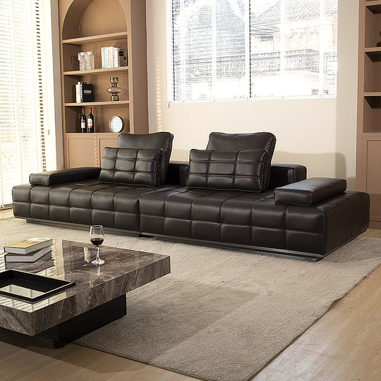 Berlin Furniture Lawrence Leather Sofa Italian Minimalist Modern Straight Row First Layer Cowhide Sofa