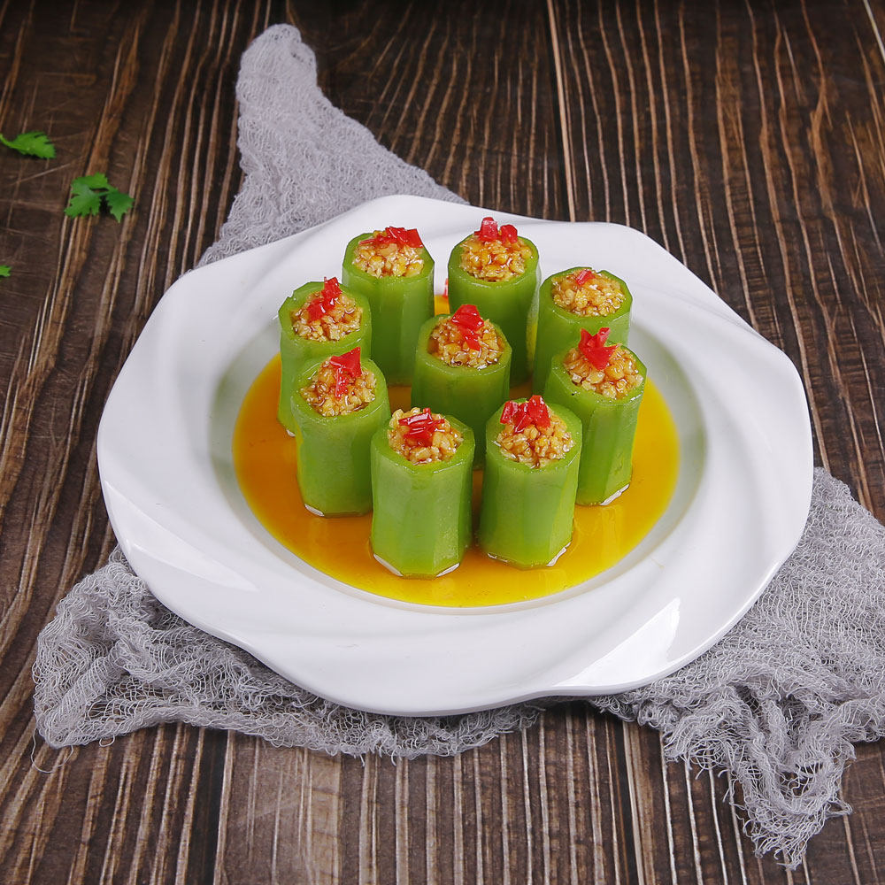 Simulation garlic steamed loofah model simulation props display sample custom fake food restaurant gourmet dish mold