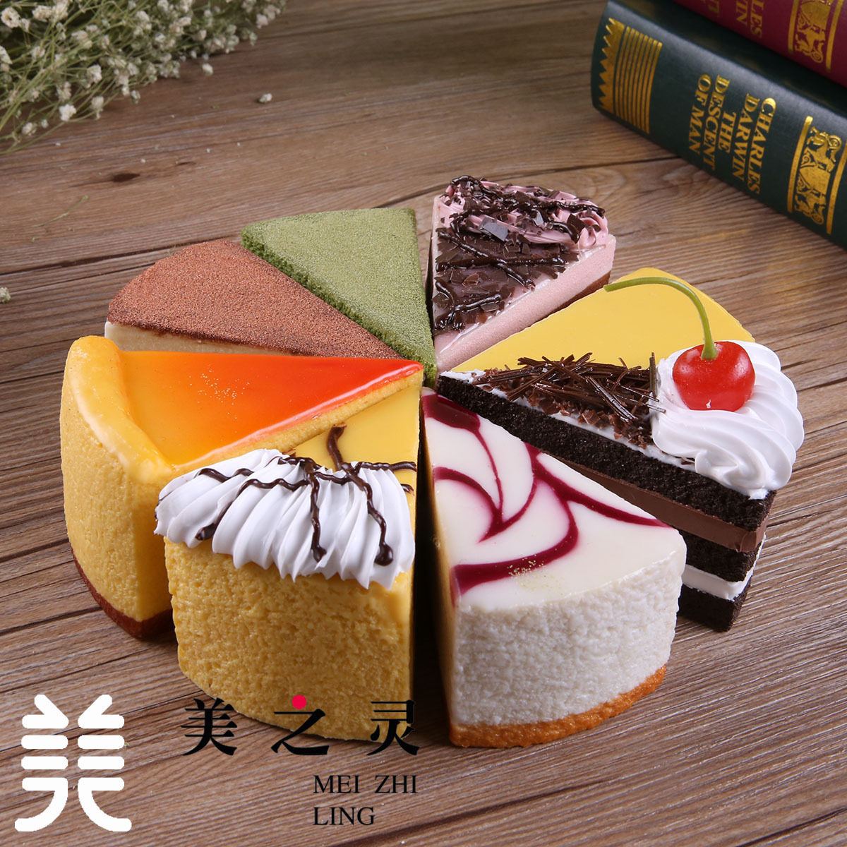 Customized Black Forest Matcha Tea Johnny Cake Food Model Fake Sample New Fruit Pastry Prop