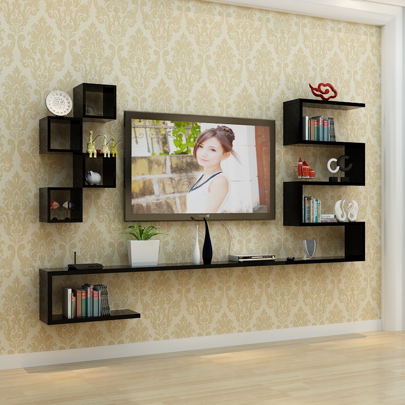 Simple Wall Mounted Tv Cabinet Creative Living Room Bedroom Tv Back Wall Shelving Decorative Frame Partition Wall Shelf Styling