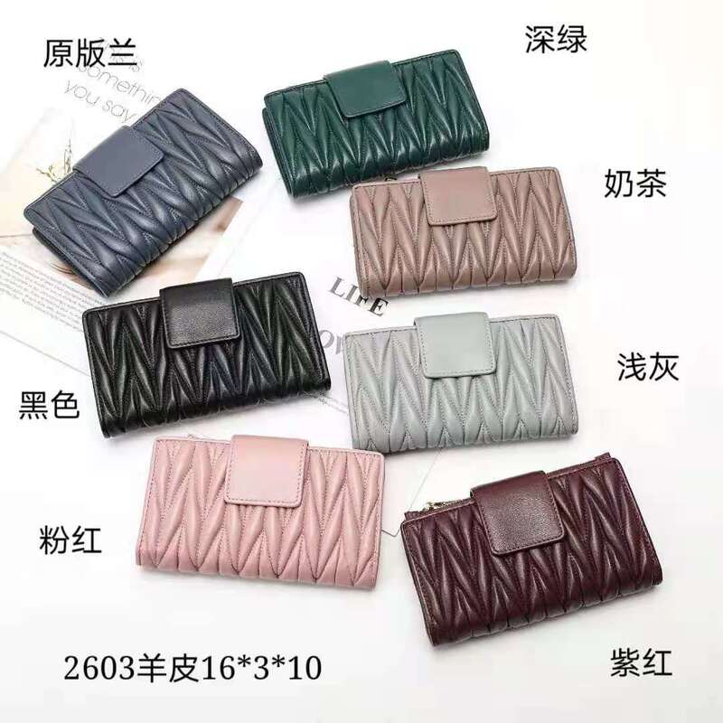 Genuine Leather Wallet Women's Money Pouch Wallet Long Style Hot-Selling Full Lambskin Chanel Miu Clutch Long Wallet