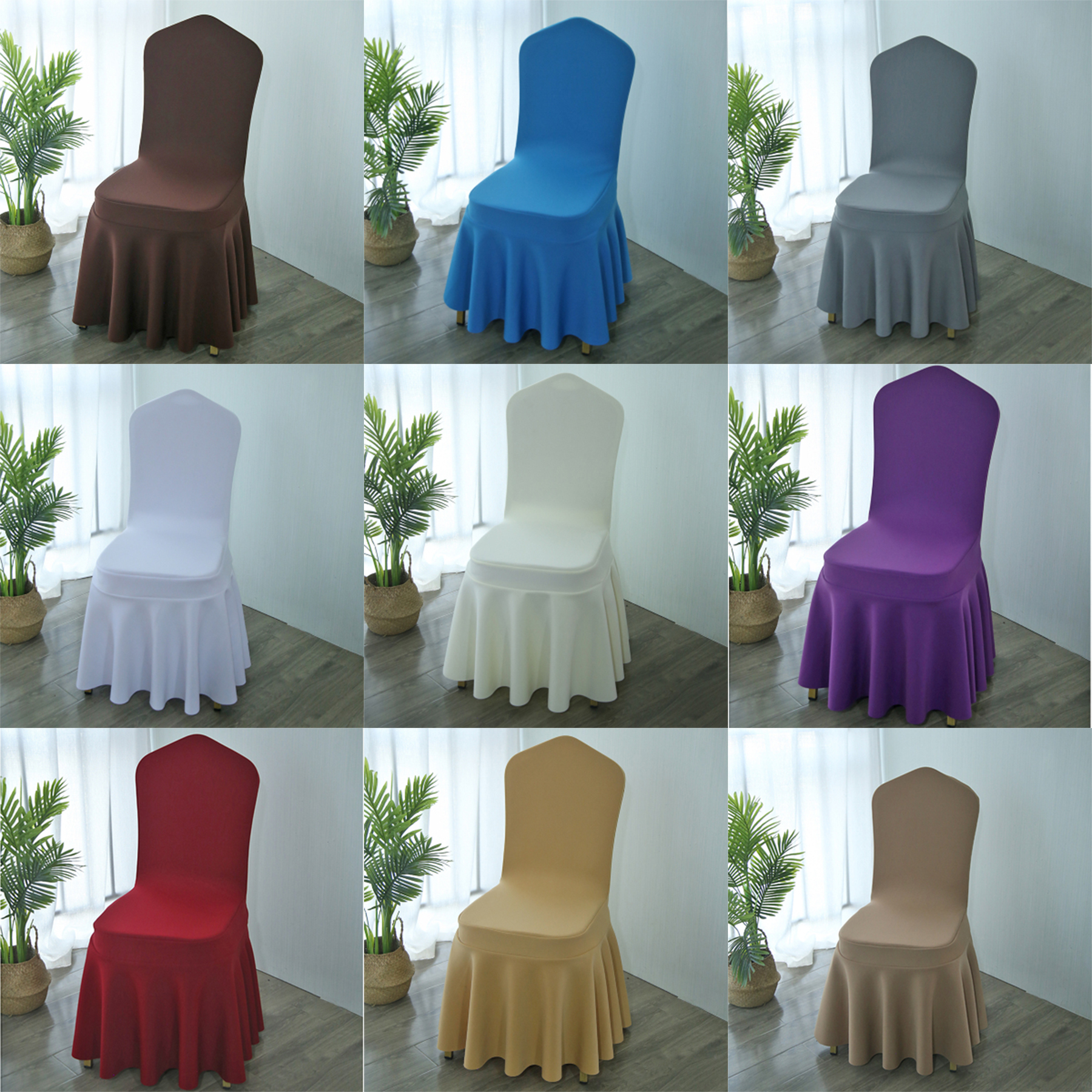 Hotel chair cover skirt general hotel conference wedding elastic thickened simple seat universal stool cover