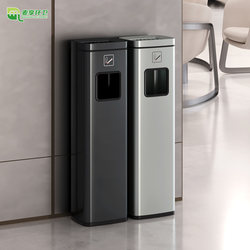 Ashtray Stainless Steel Vertical Lobby Elevator Entrance Smoking Ash Column Outdoor Commercial Hotel Trash Can with Ashtray