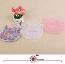 KT cat cartoon animal transparent plastic box multi-grid jewelry box rhinestone string beads children jewelry hairpin storage box