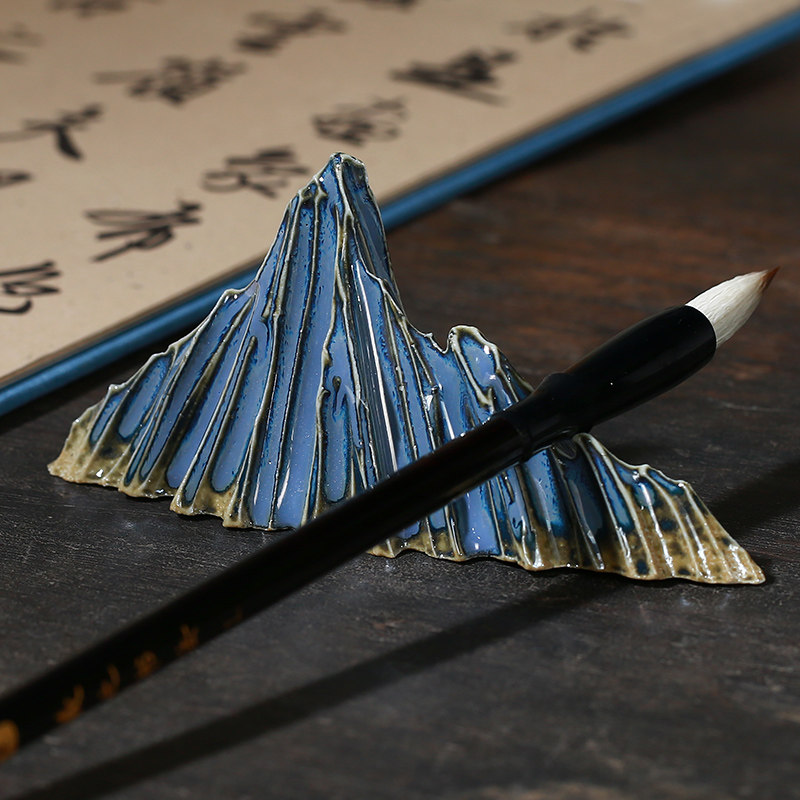 Pure handmade ceramic Shanzi creative stationery utensils mini pen holder mountain Chinese tea pet tea play kung fu tea ceremony decoration
