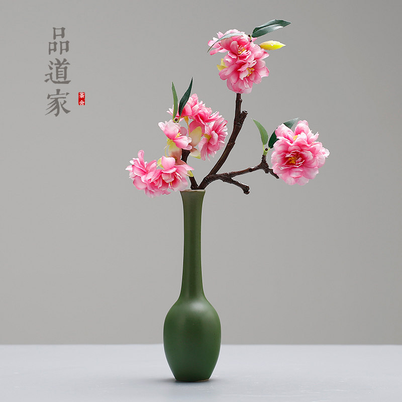 Zen Chinese coarse pottery vase Vintage flower arrangement Desktop ornament Small vase Ceramic home soft decoration