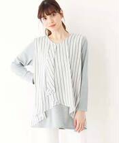 Foreign Trade Womens Long Sleeve T-shirt Fake Two Design Snowspun Splicing Shirt Commuter Dress